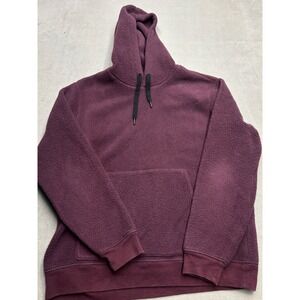 Outerknown Mens Hightide Hoodie Burgundy Plum Recycled Sherpa Fleece Medium